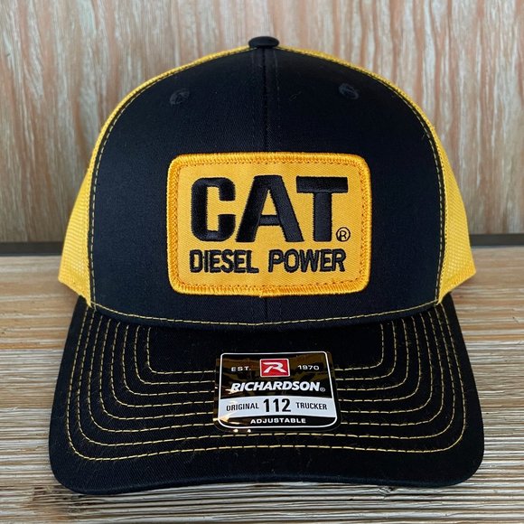 Vintage Caterpillar CAT Diesel Power Patch Hat - New Black & Gold Richardson 112 - Picture 2 of 8
